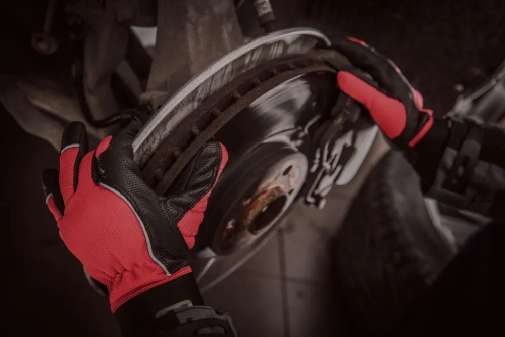 Brake disc being replaced
