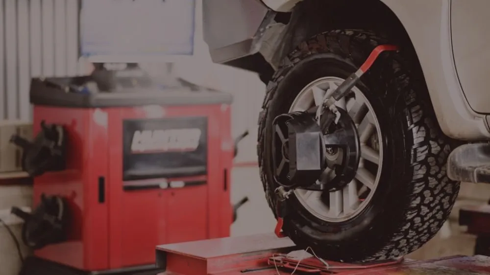 Wheel alignment check on a car